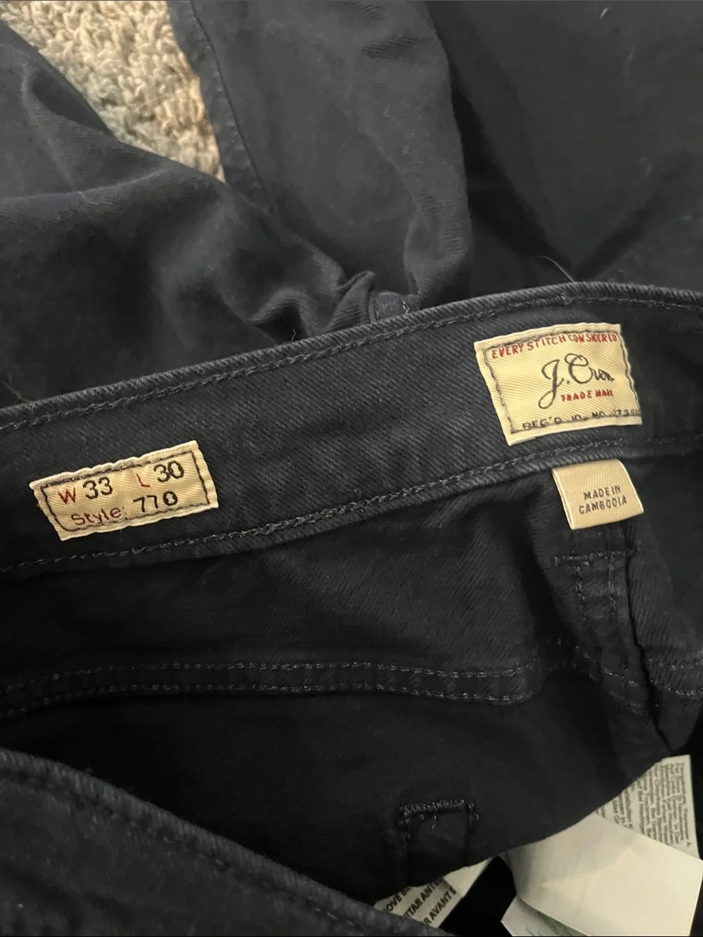 J. Crew Men's Dark Navy Straight Jeans